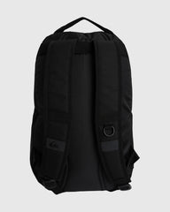 Black backpack on a light gray background
