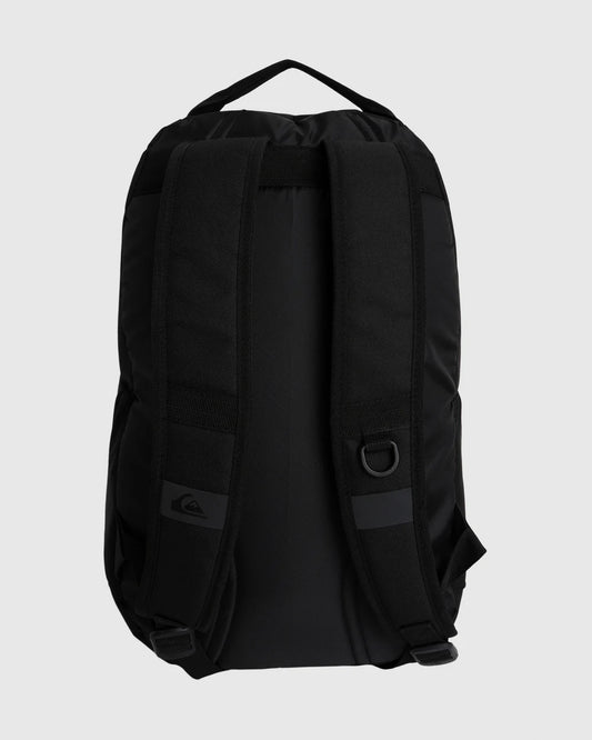 Black backpack on a light gray background