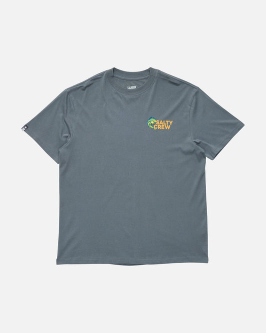 Gray t-shirt with a logo on a white background