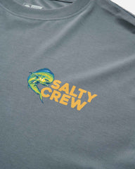 Gray t-shirt with Salty Crew logo featuring a fish design.