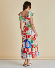 Multi-Coloured beach dress with shells
