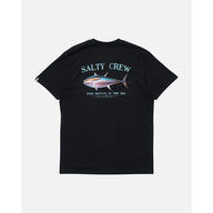 Black t-shirt with Salty Crew logo and fish graphic on a white background