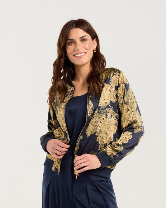 Blackstone Ivanka Satin Print Bomber