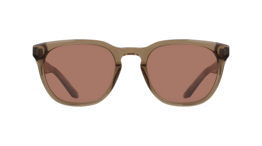 Sunglasses with brown frame and lenses on a white background