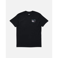 Black t-shirt with Salty Crew logo on a white background