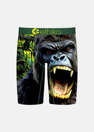 Gorilla-themed underwear with 'ethiko' branding on a white background