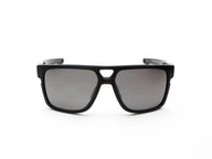 Black sunglasses with gray lenses on a white background