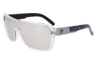 Clear sunglasses with black frame on a white background