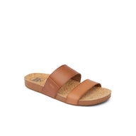 Brown sandal with cork sole on a white background