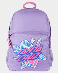 Purple backpack with 'Santa Cruz' logo on a white background