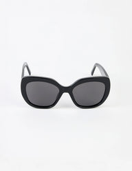 Black cat-eye sunglasses on a white background