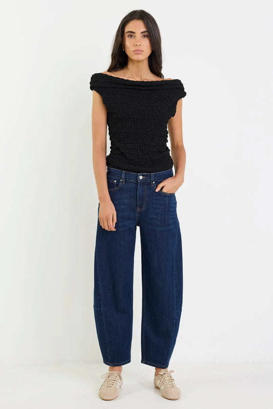Among The Brave Graduate Stretch Barrel Jeans - Dark Blue