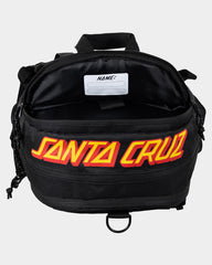 Black backpack with 'Santa Cruz' branding on a white background