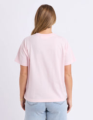 light pink tee with hibiscus print 