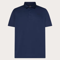 Navy blue polo shirt on a light gray background