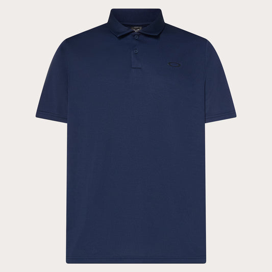 Navy blue polo shirt on a light gray background