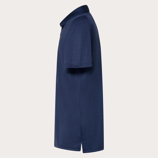 Navy blue polo shirt on a light gray background