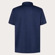 Navy blue polo shirt on a light gray background