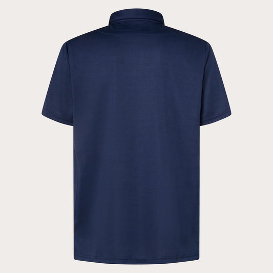 Navy blue polo shirt on a light gray background