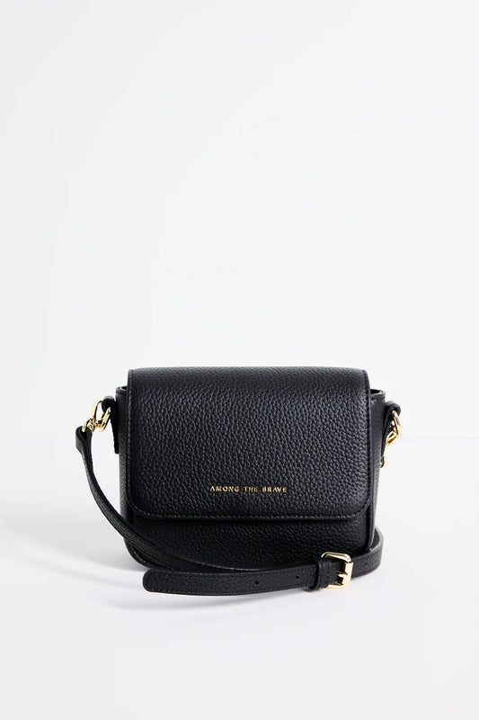 Among The Brave London Black Leather Small Crossbody Bag