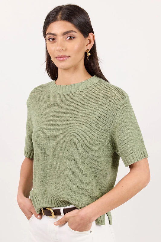 By Rosa Loveable Tape Yarn Knit Tee - Sage
