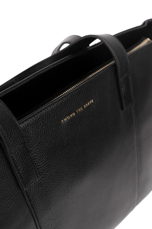 Black leather tote bag 