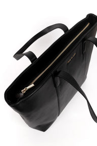 Black leather tote bag 