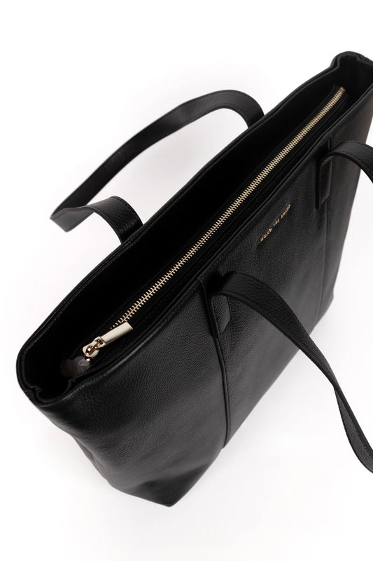 Black leather tote bag 