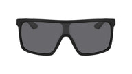 Black sunglasses with dark lenses on a white background