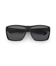Black oversized square sunglasses with dark tinted lenses, shown from a front-facing perspective on a clean white background.