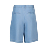 Light blue denim shorts on a white background