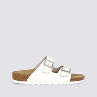 Neckermann White Slides with brown sole and white background