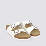 Neckermann White Slides with brown sole and white background