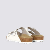 Neckermann White Slides with brown sole and white background
