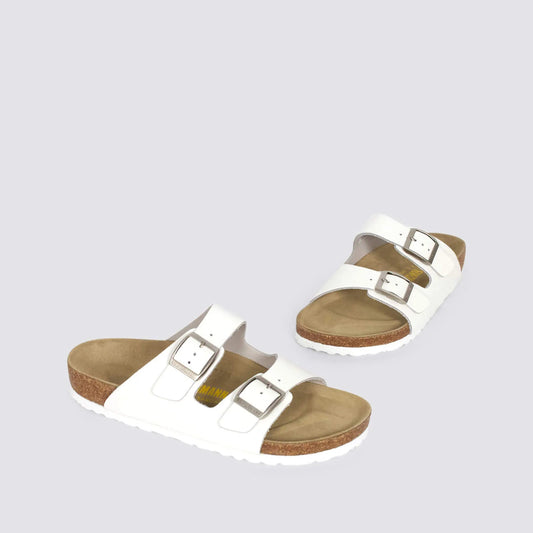 Neckermann White Slides with brown sole and white background