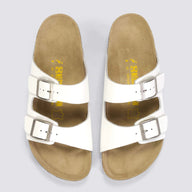 Neckermann White Slides with brown sole and white background