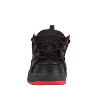 Black and red sneaker on a white background