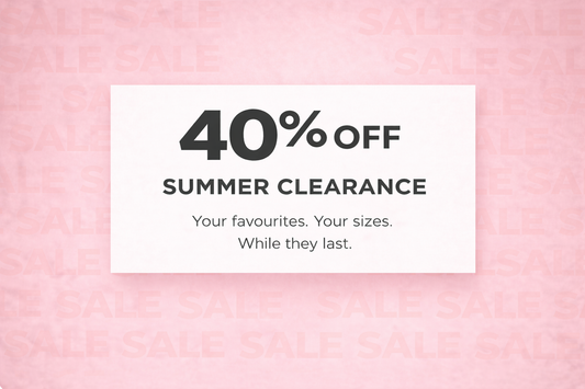 40% off summer clearance banner on a pink background