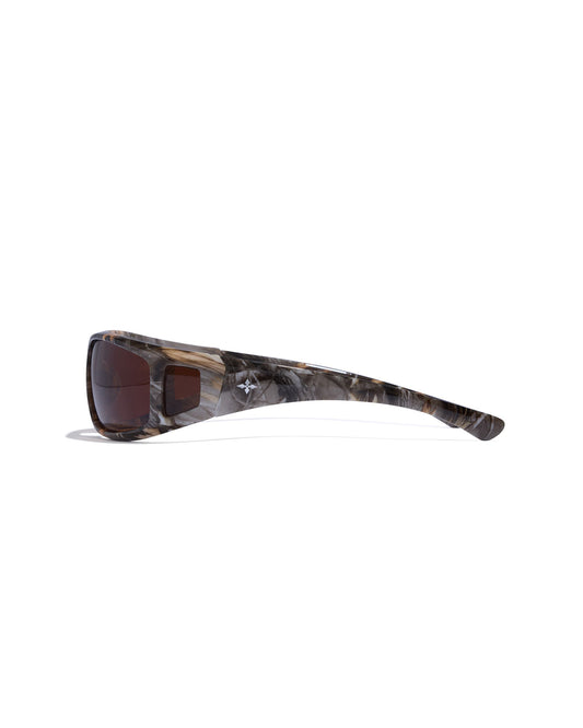 Camo Bronze coloured sunglasses with white background