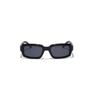 Black sunglasses with dark lenses on a white background