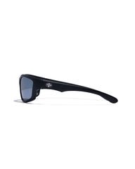 Black sunglasses with a white background