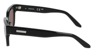 Black sunglasses with a visible brand logo on a white background