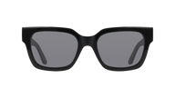 Black sunglasses with dark lenses on a white background