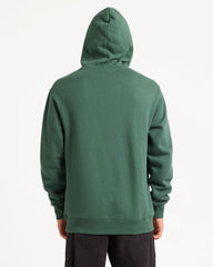 Green hoodie worn by a person on a white background