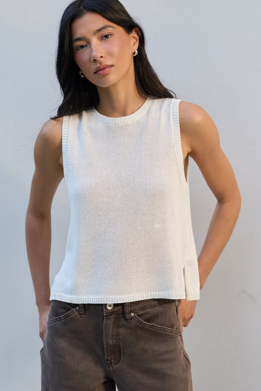 Among The Brave Salute Relaxed Sleeveless Knit Top - Ivory