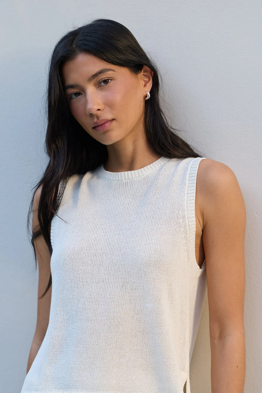 Among The Brave Salute Relaxed Sleeveless Knit Top - Ivory