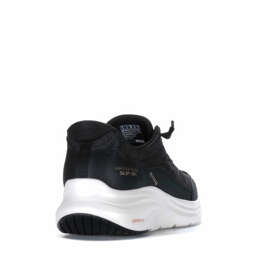 Black sneaker with white sole on a white background