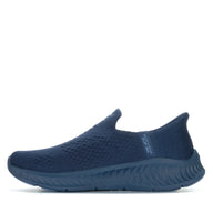 Blue slip-on sneaker on a white background