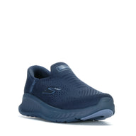 Blue slip-on sneaker on a white background