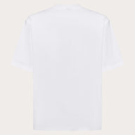 Plain white t-shirt on a light beige background